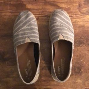 Toms Gray Striped Canvas Shoes
